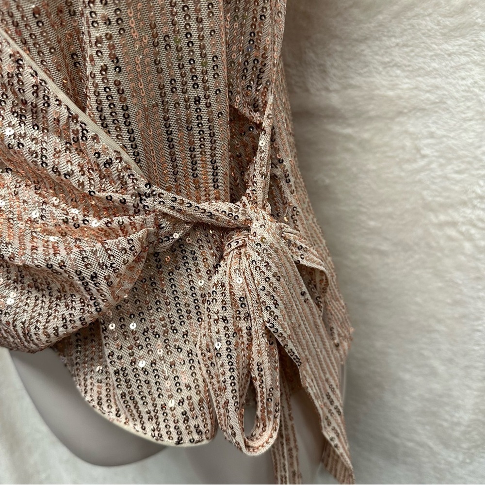 Grace Karin women’s sequined wrap tank top champagne size medium party disco - Picture 6 of 8